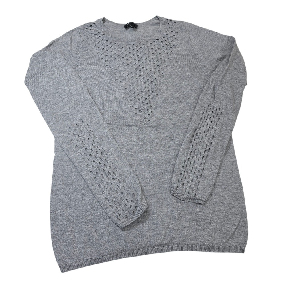 The Limited Wool Blend‎ Lightweight Sweater Eyelet Gray Womens Size M
